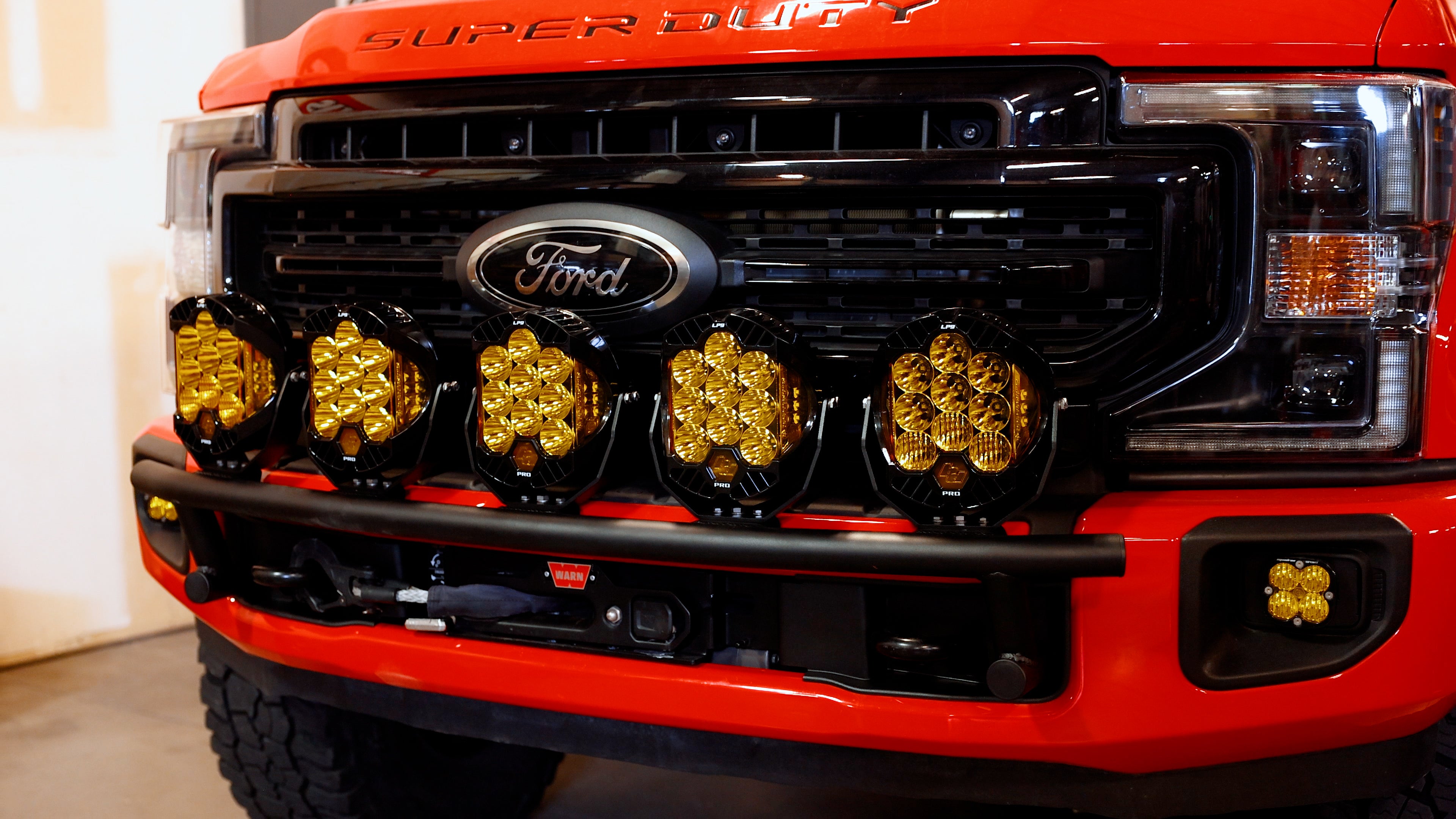 GODZ MFG Front Bumper Light Mount for Ford Super Duty with Baja Designs LP9 lights