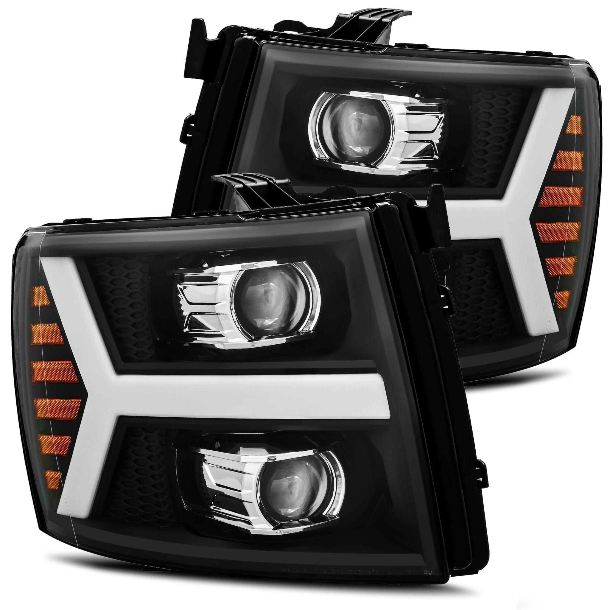 ALPHAREX PRO-Series LED Projector Headlights Black CHEVY 2007-2014 2500/3500
