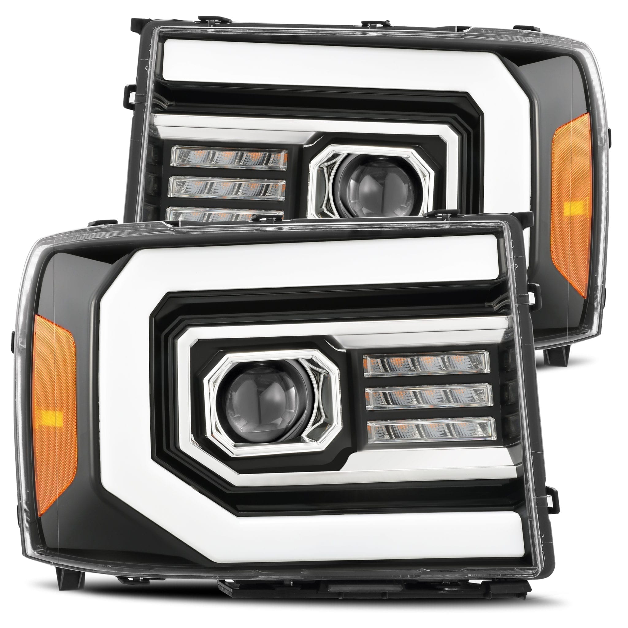 ALPHAREX PRO-Series LED Projector Headlights Jet-Black GMC 2007-2014 2500/3500