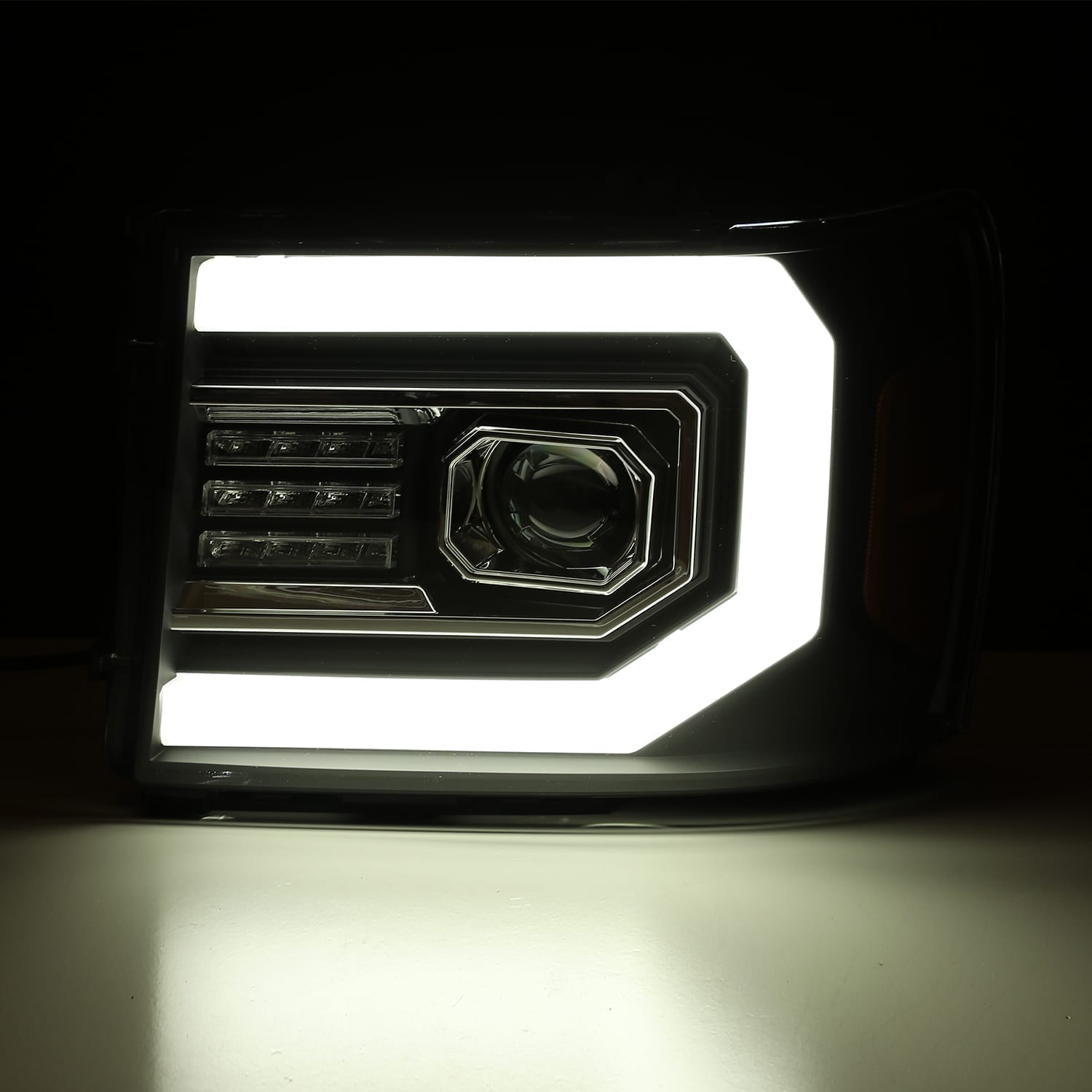 ALPHAREX PRO-Series LED Projector Headlights Jet-Black GMC 2007-2014 2500/3500