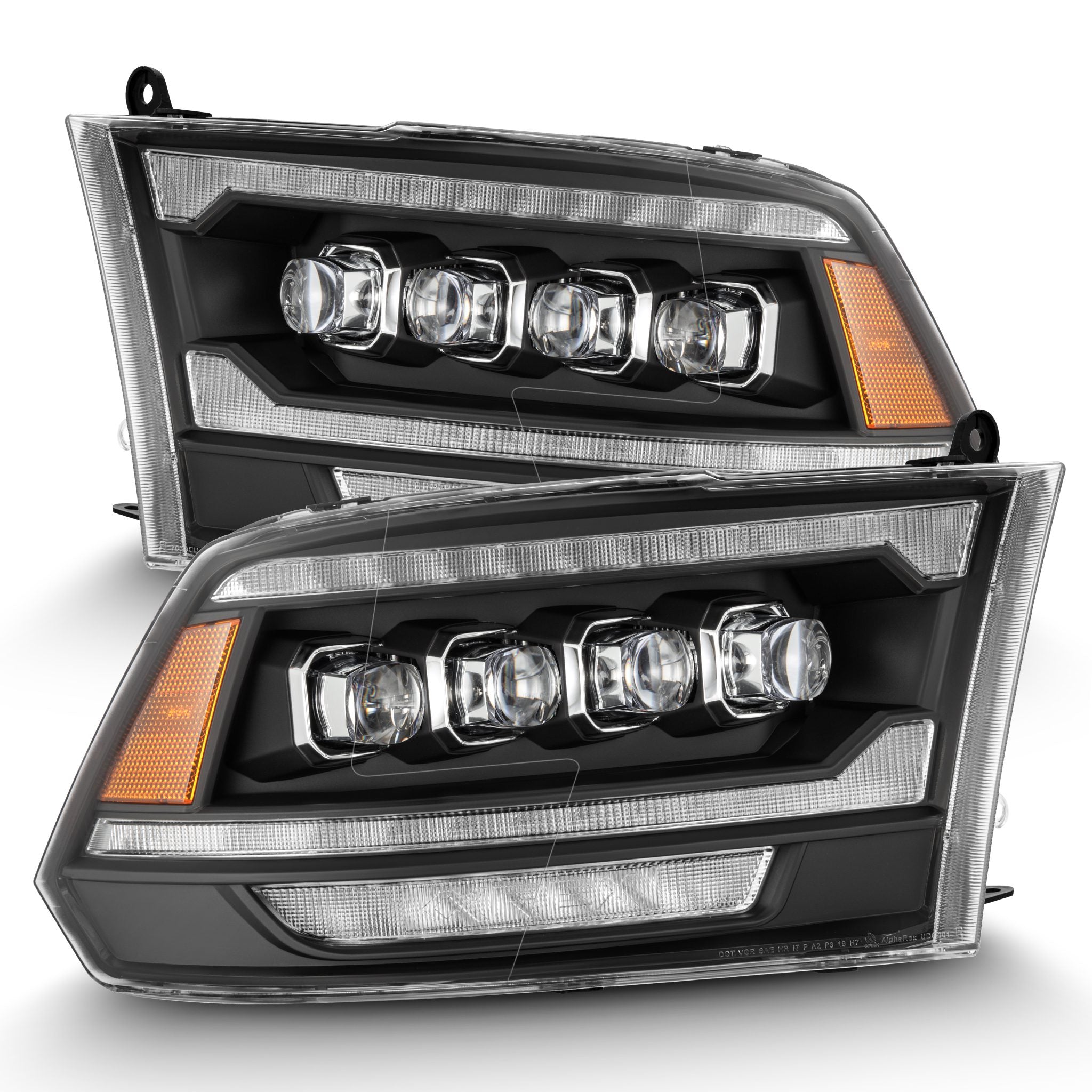 ALPHAREX NOVA LED Projector Headlights Black RAM 2010-18 2500/3500