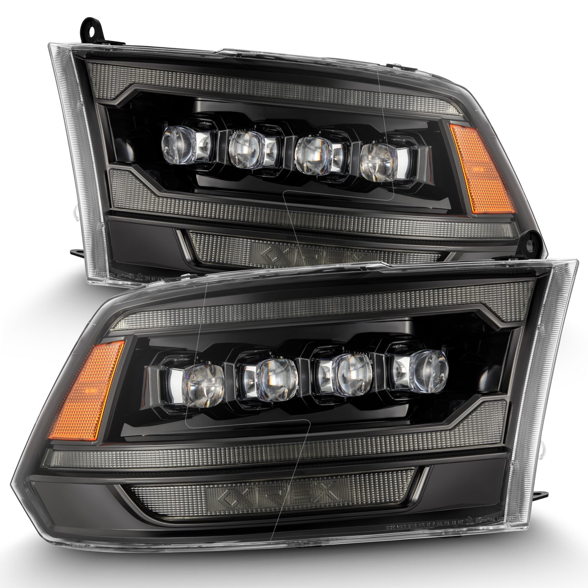 ALPHAREX NOVA LED Projector Headlights Alpha-Black RAM 2010-18 2500/3500