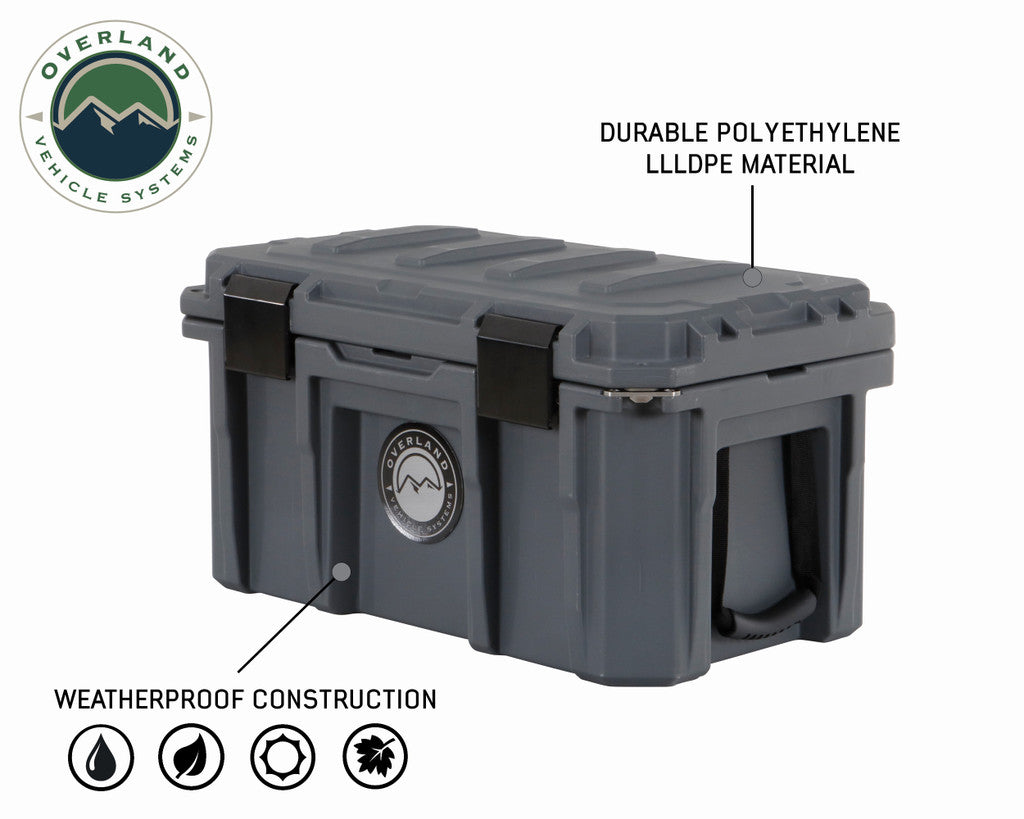Overland Vehicle Systems D.B.S. - Dark Grey 53 QT Dry Box with Drain, and Bottle Opener