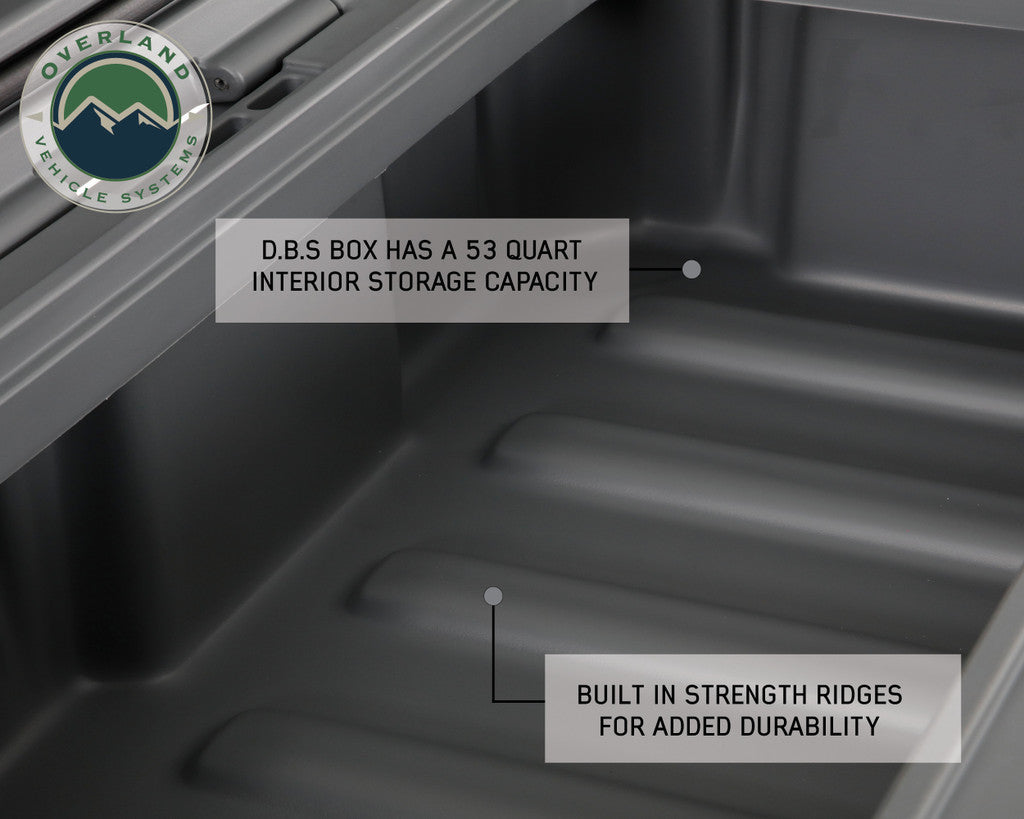 Overland Vehicle Systems D.B.S. - Dark Grey 53 QT Dry Box with Drain, and Bottle Opener