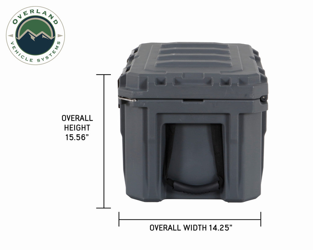 Overland Vehicle Systems D.B.S. - Dark Grey 53 QT Dry Box with Drain, and Bottle Opener