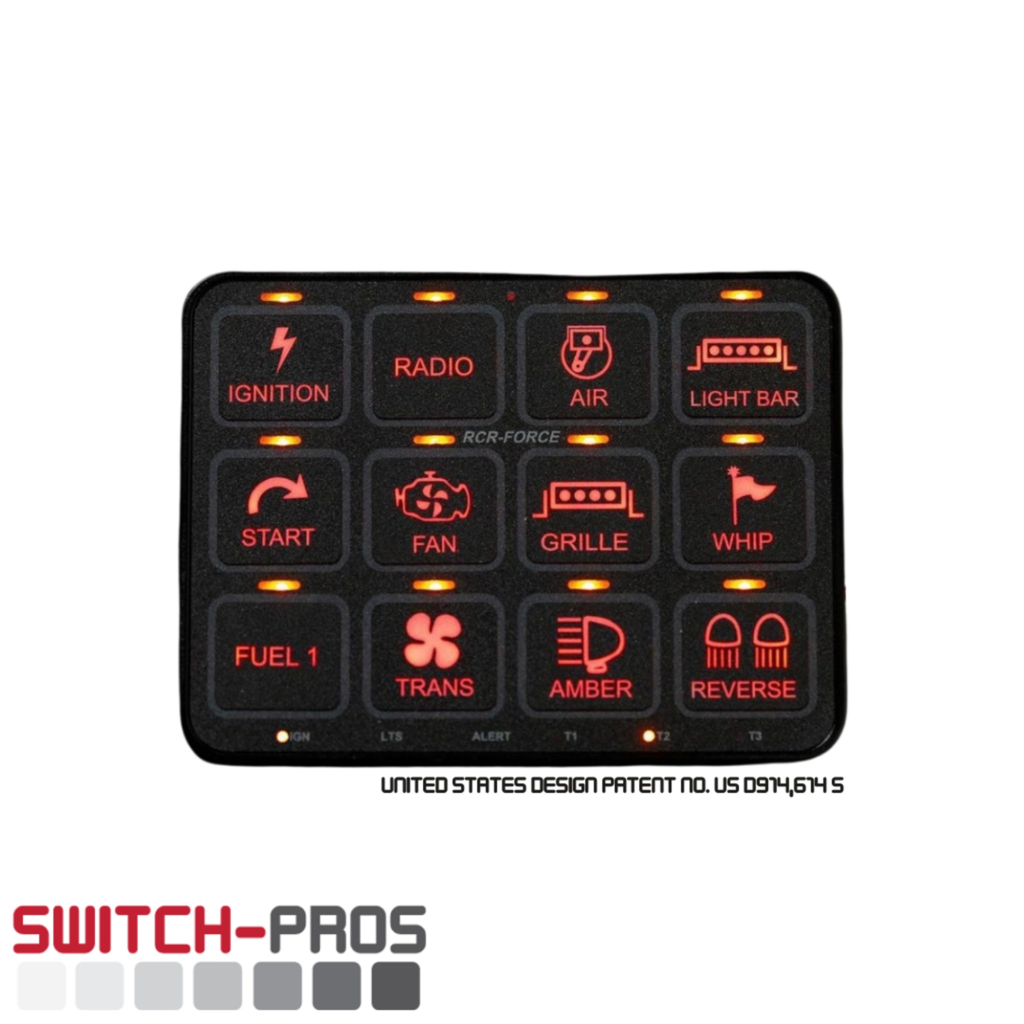Backlit touch panel for Switch-Pros RCR-Force 12