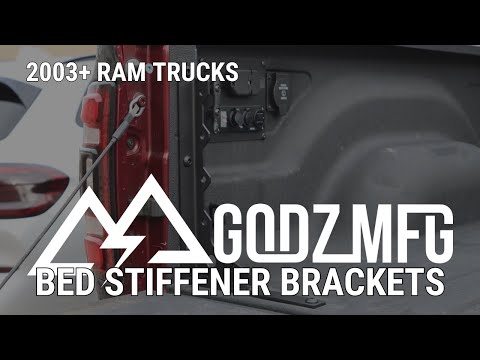 Install and overview video for GODZ MFG RAM truck bed stiffeners and HD tie down brackets