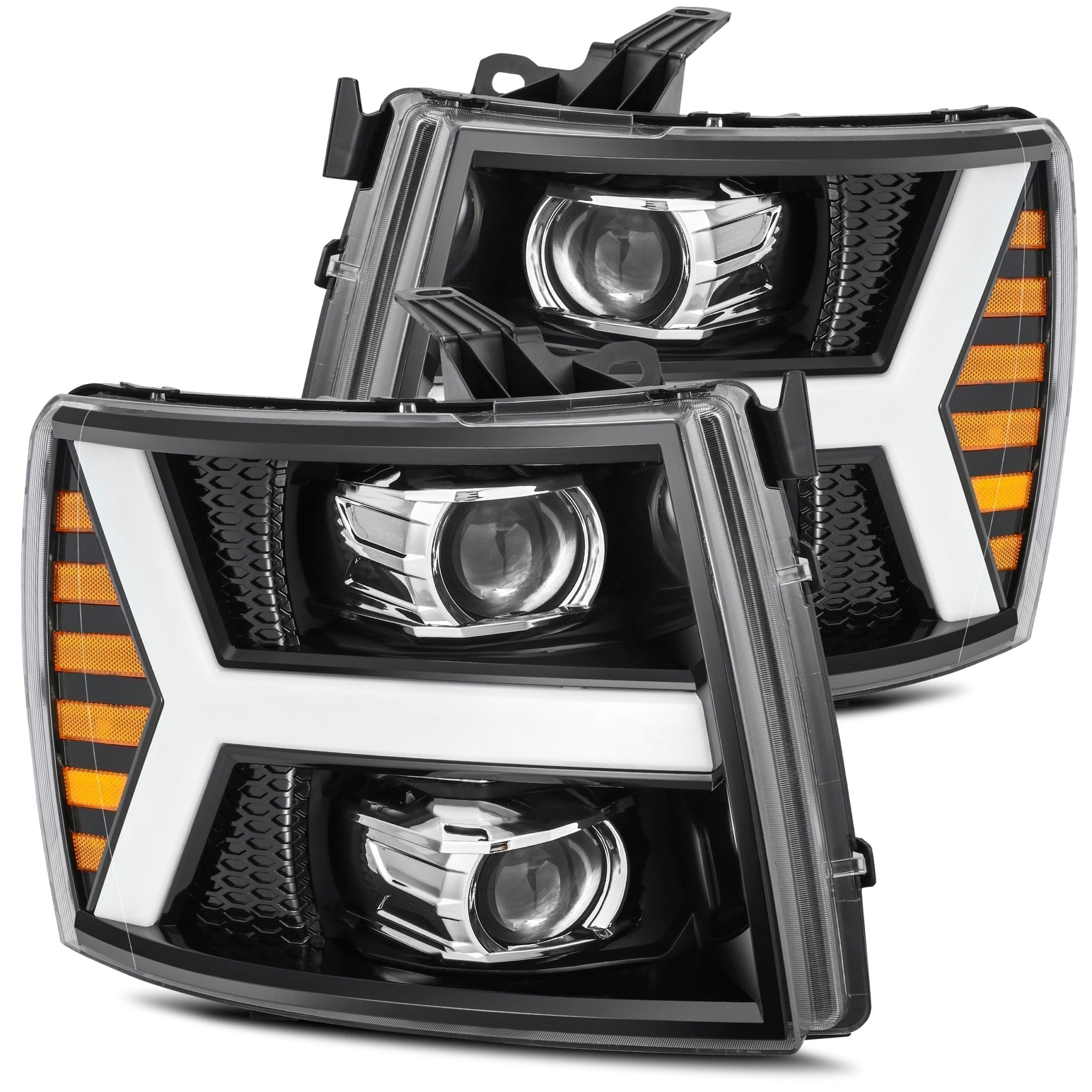 ALPHAREX LUXX-Series LED Projector Headlights Jet-Black CHEVY 2007-2014 2500/3500