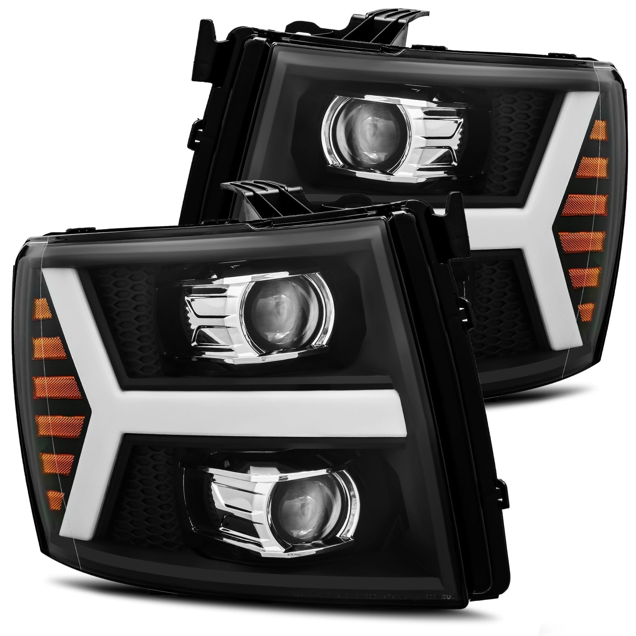 Alpharex PRO-Series LED Projector Headlights Black Chevy 07-14 2500/3500