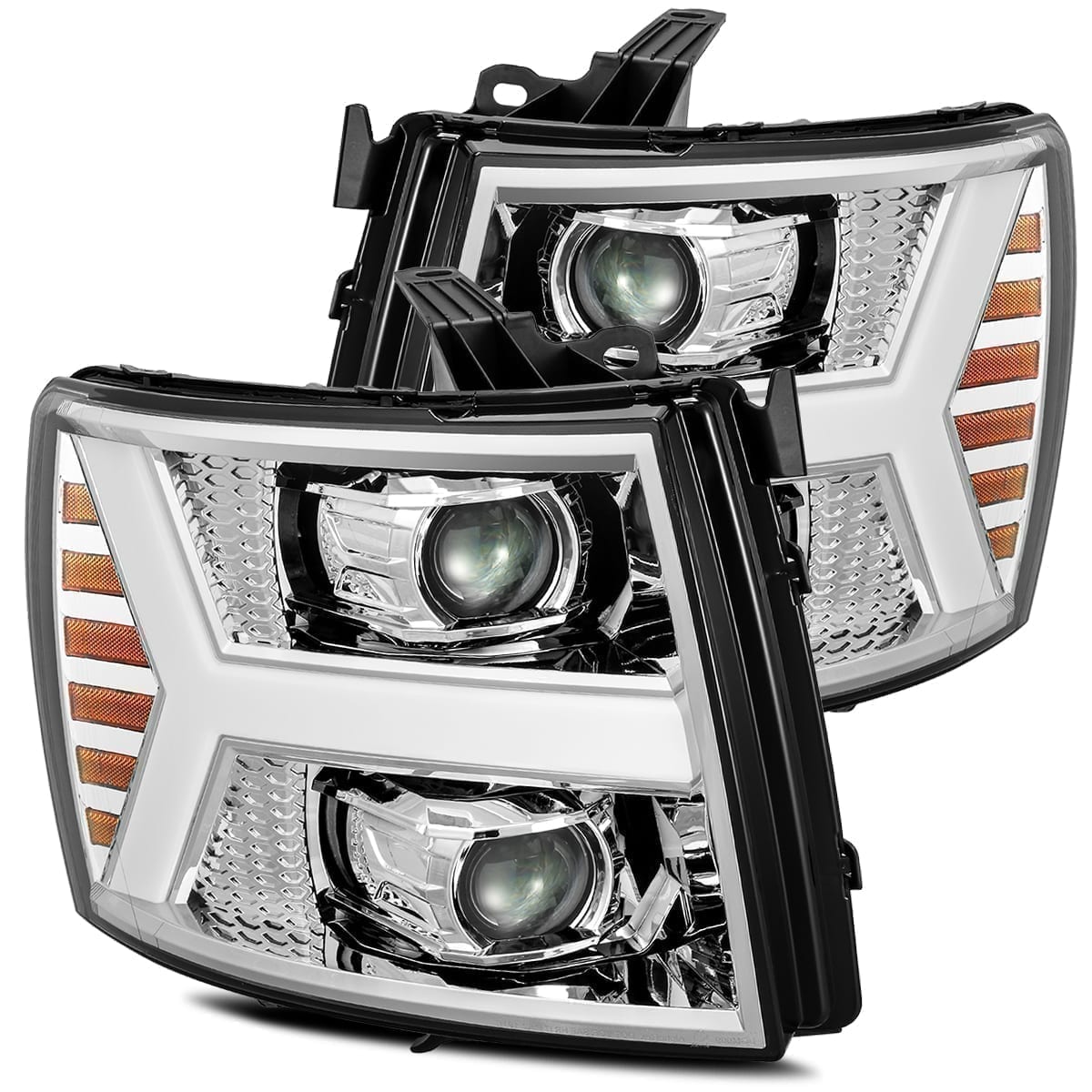 Alpharex Pro-Series LED Projector Headlights Chrome Chevy 2500/3500 07-14