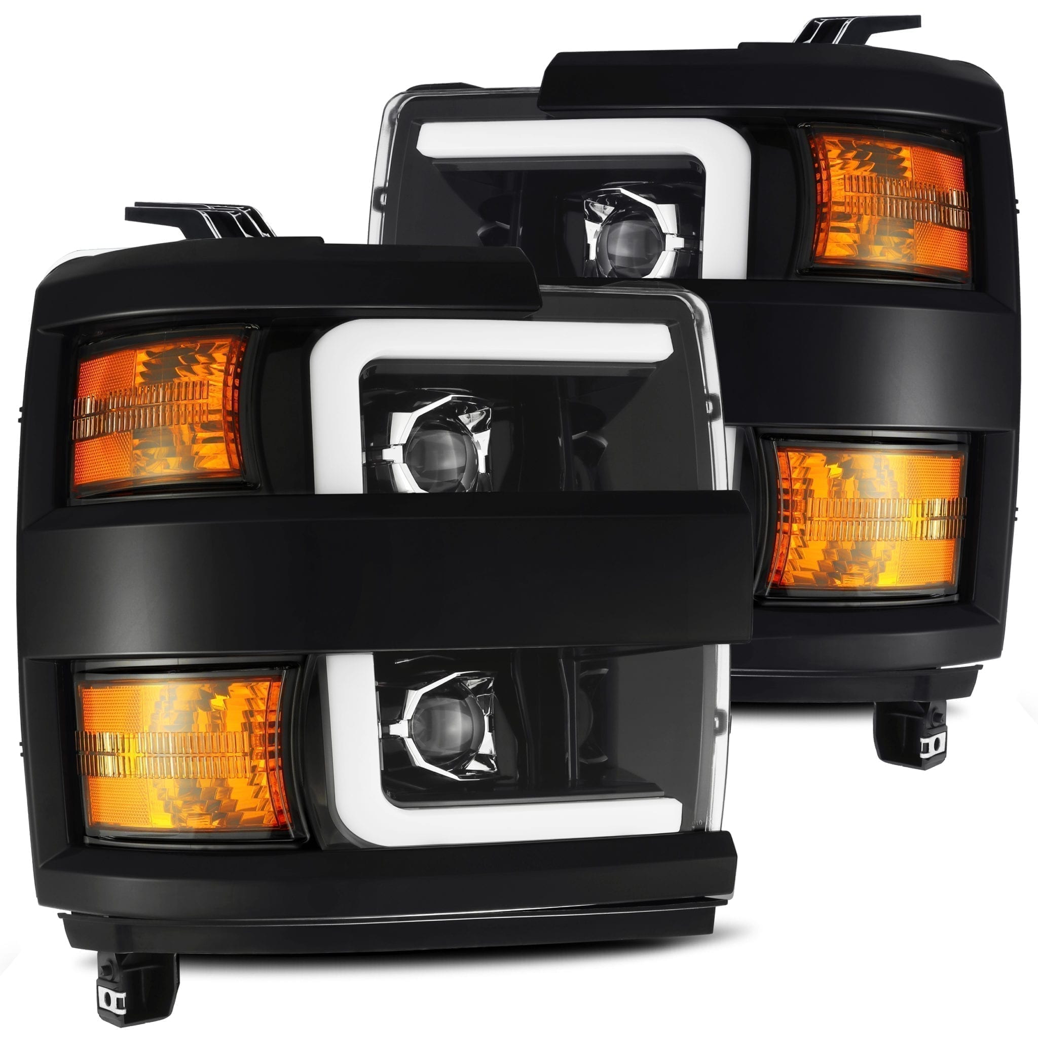 ALPHAREX Pro-Series LED Projector Headlights Jet-Black CHEVY 2015-2019 2500/3500