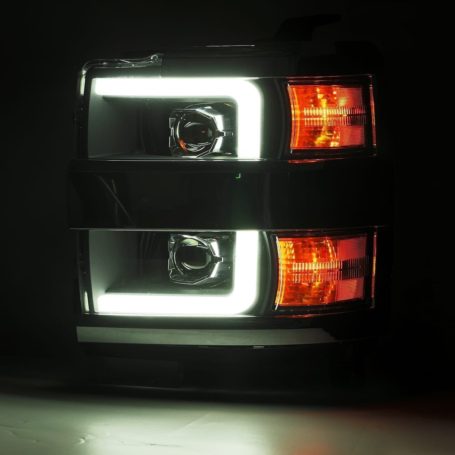 ALPHAREX Pro-Series LED Projector Headlights Black CHEVY 2015-2019 2500/3500
