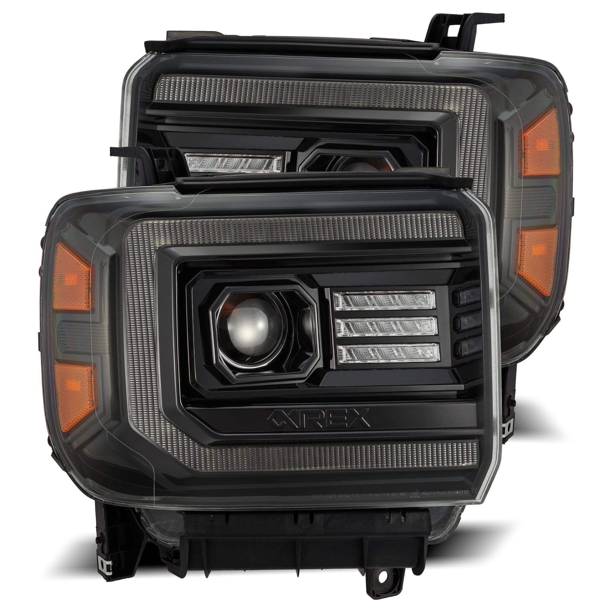 ALPHAREX LUXX-Series LED Projector Headlights Alpha-Black GMC 2015-19 2500/3500
