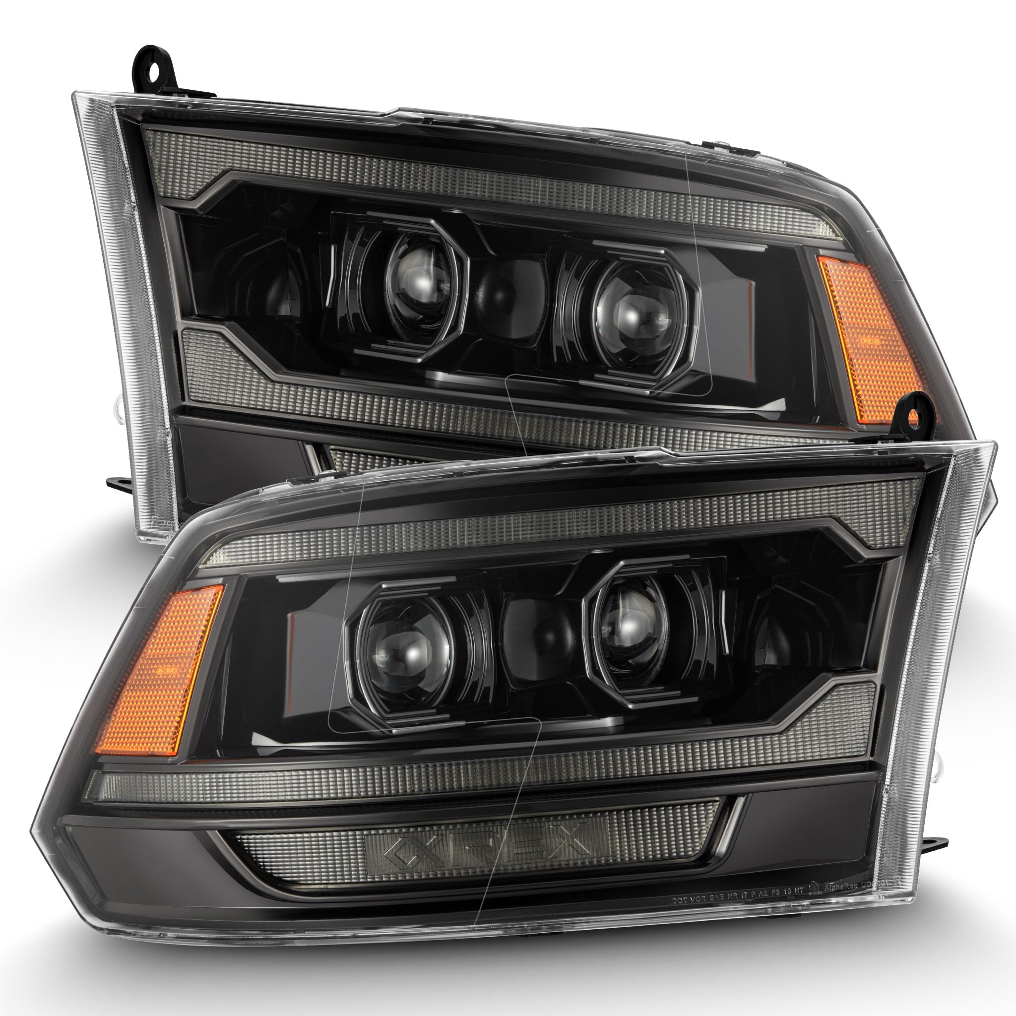 ALPHAREX LUXX LED Projector Headlights Alpha-Black RAM 2010-18 2500/3500